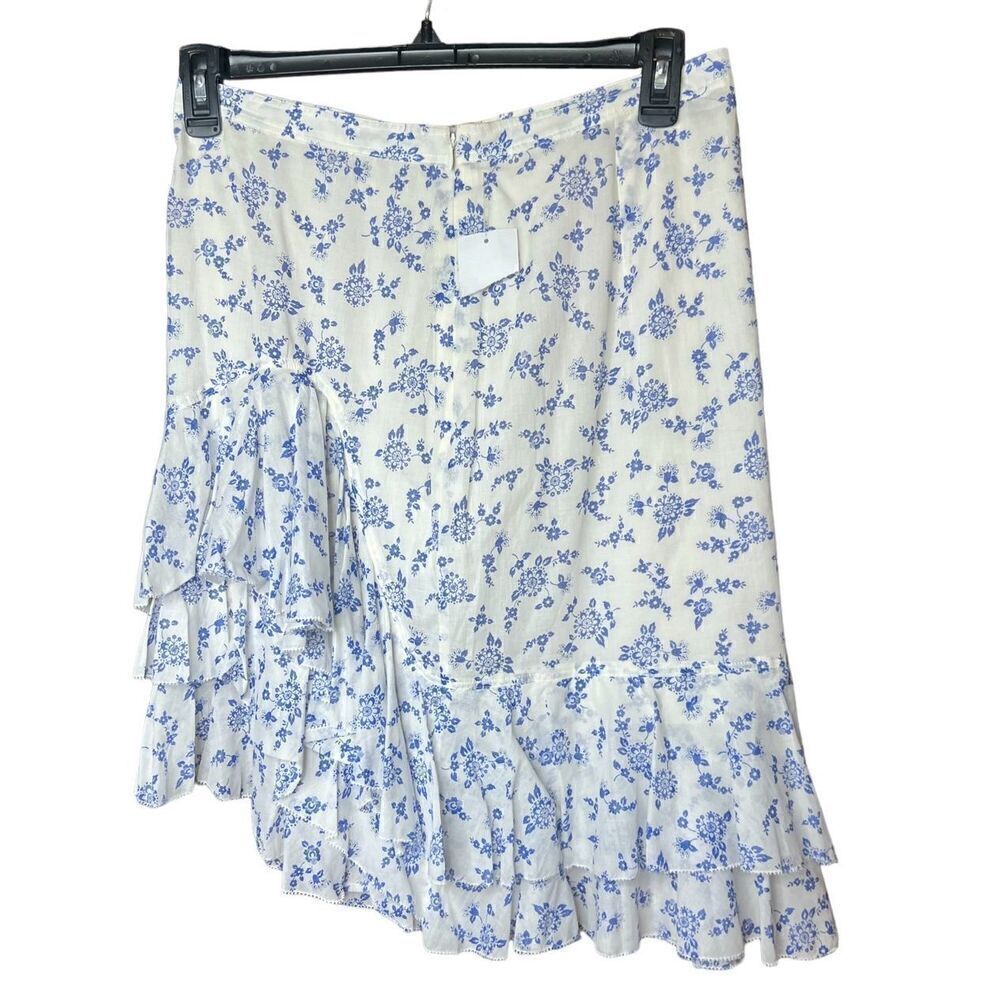 POLO RALPH LAUREN Ruffled Floral Cotton Miniskirt in Blue & White NWT Size 10 - Picture 6 of 9